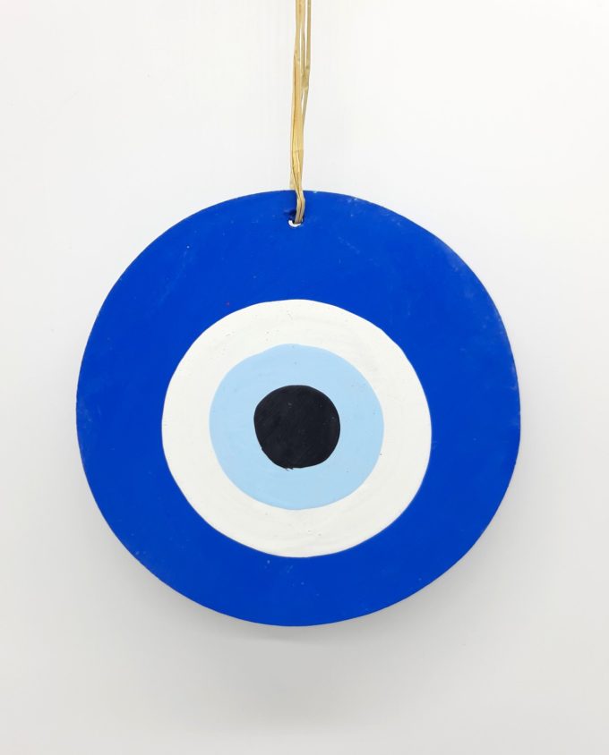 evil eye wooden handmade diameter13cm color blue