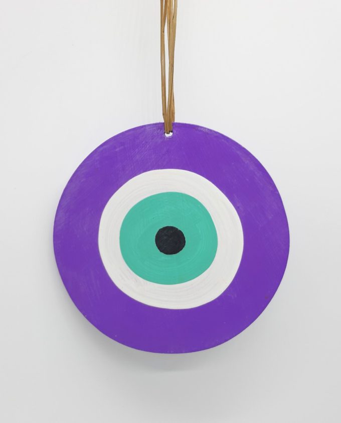 evil eye wooden handmade diameter 13cm color purple