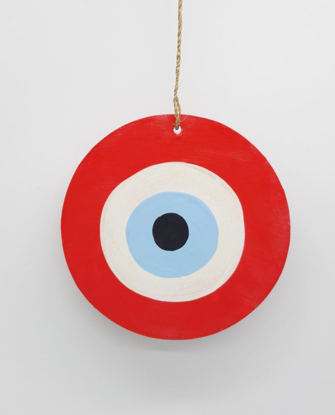 evil eye wooden handmade diameter 13cm color red
