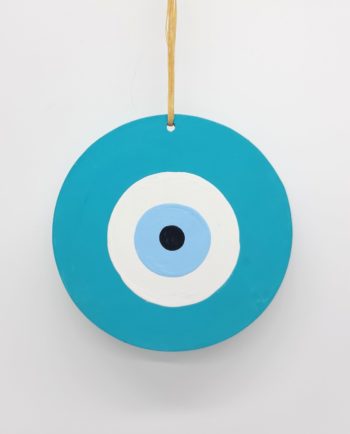 evil eye wooden handmade diameter 13cm color teal