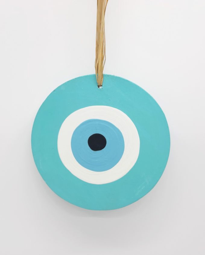 evil eye wooden handmade diameter13cm color turquoise
