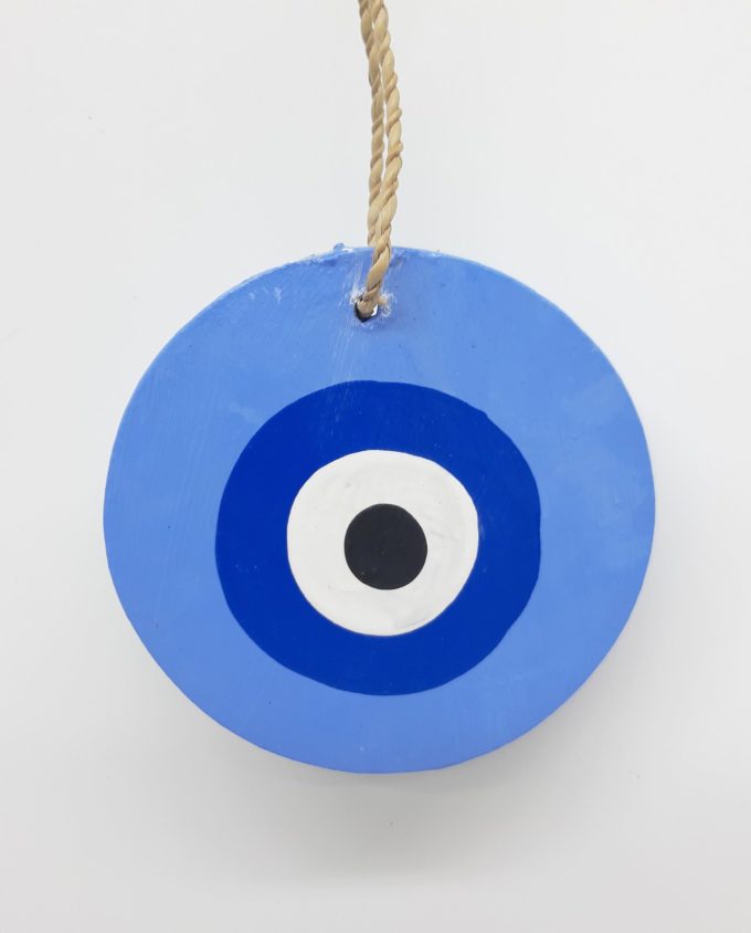 Evil Eye Wooden Handmade Diameter 8 cm color indigo