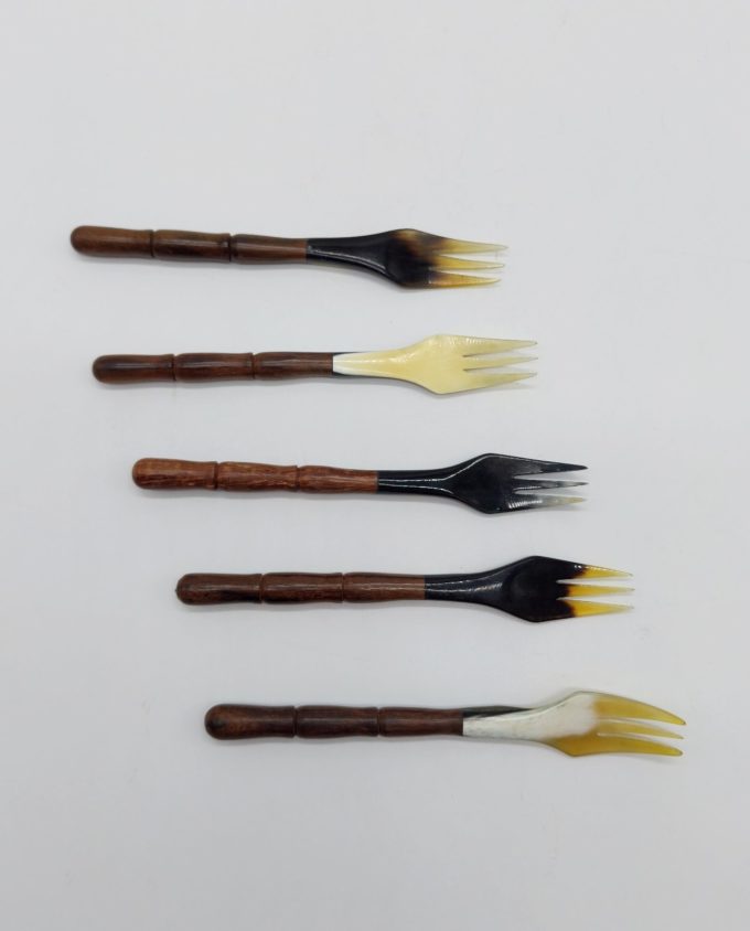 Forks Bone Wooden Carved Handle Set 5 pieces