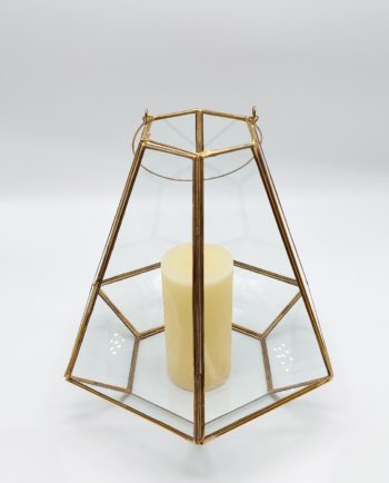 Lantern "Pyramid" Gold Copper Height 27 cm