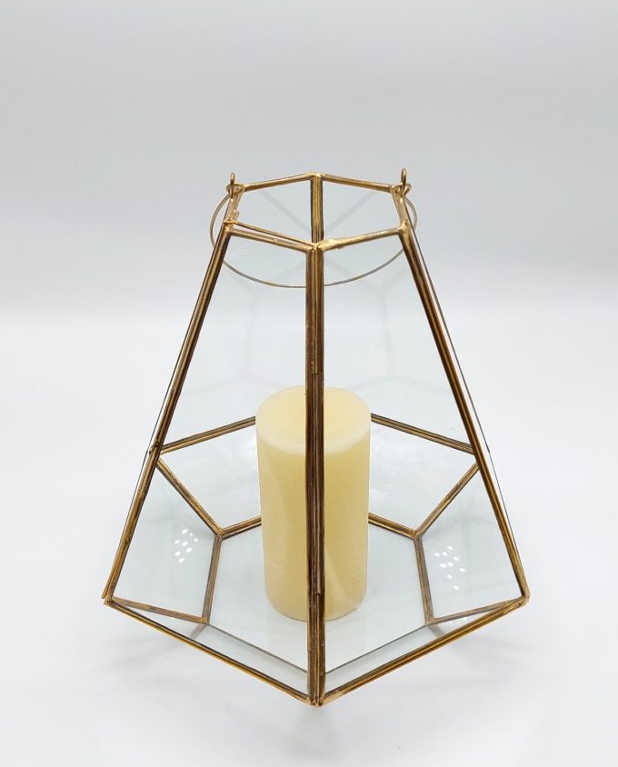 Lantern "Pyramid" Gold Copper Height 27 cm