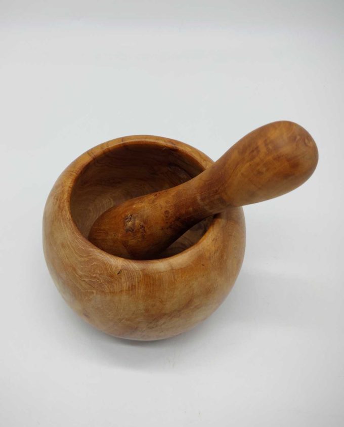 Teak Wood Mortar Pestle Diameter 14 cm