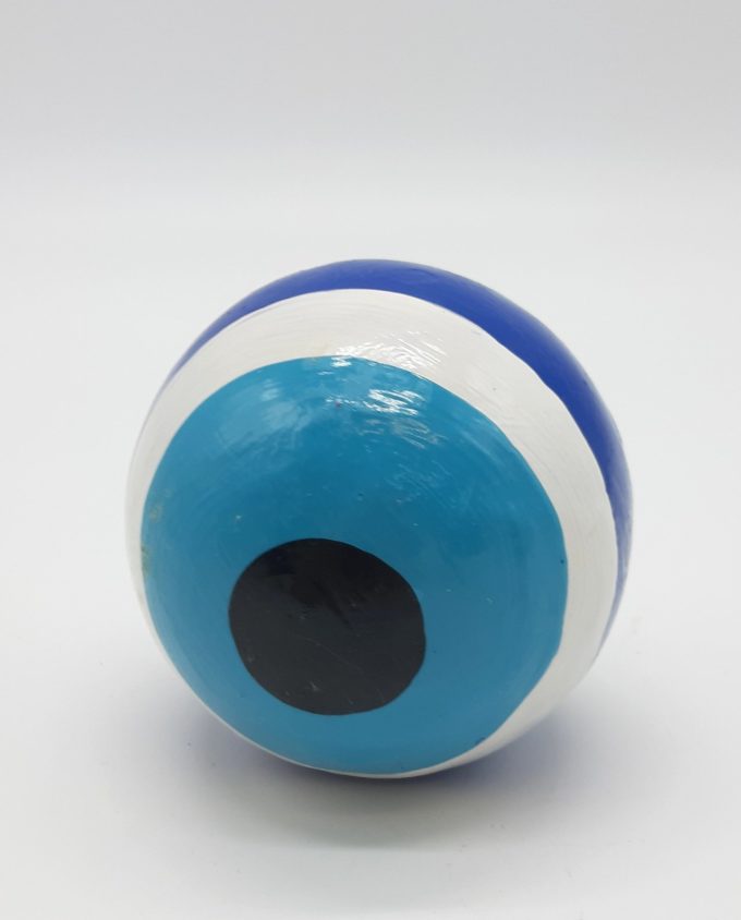 Σφαίρα Ματάκι Ξύλινη Χειροποίητη Διαμέτρου 8 cm χρώμα μπλε
