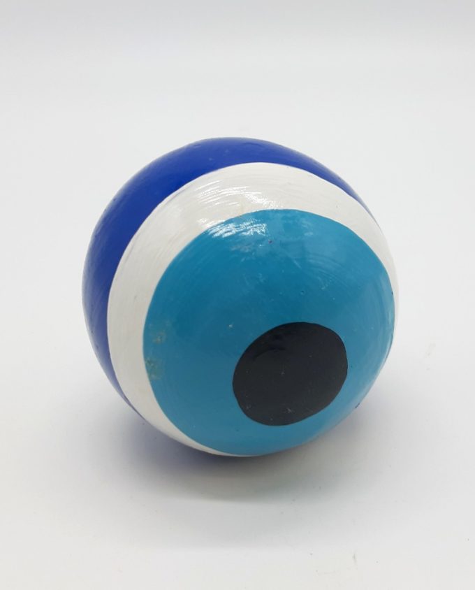 Σφαίρα Ματάκι Ξύλινη Χειροποίητη Διαμέτρου 8 cm χρώμα μπλε
