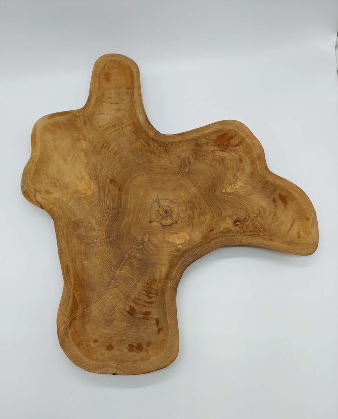 Platter Τeak Wood Abstract Diameter 50 cm