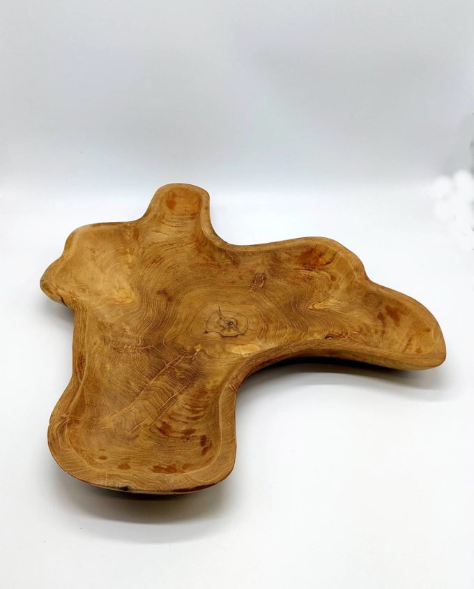 Platter Τeak Wood Abstract Diameter 50 cm