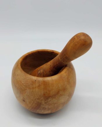 Teak Wood Mortar Pestle Diameter 14 cm