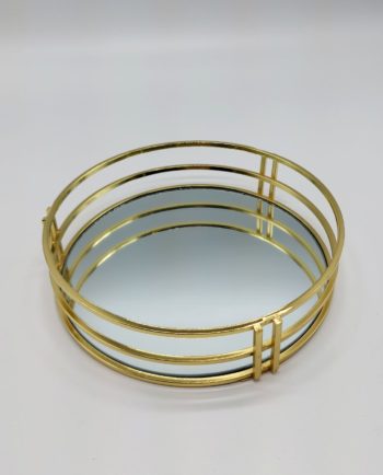 Tray Round Metal Gold Mirror Diameter 20 cm