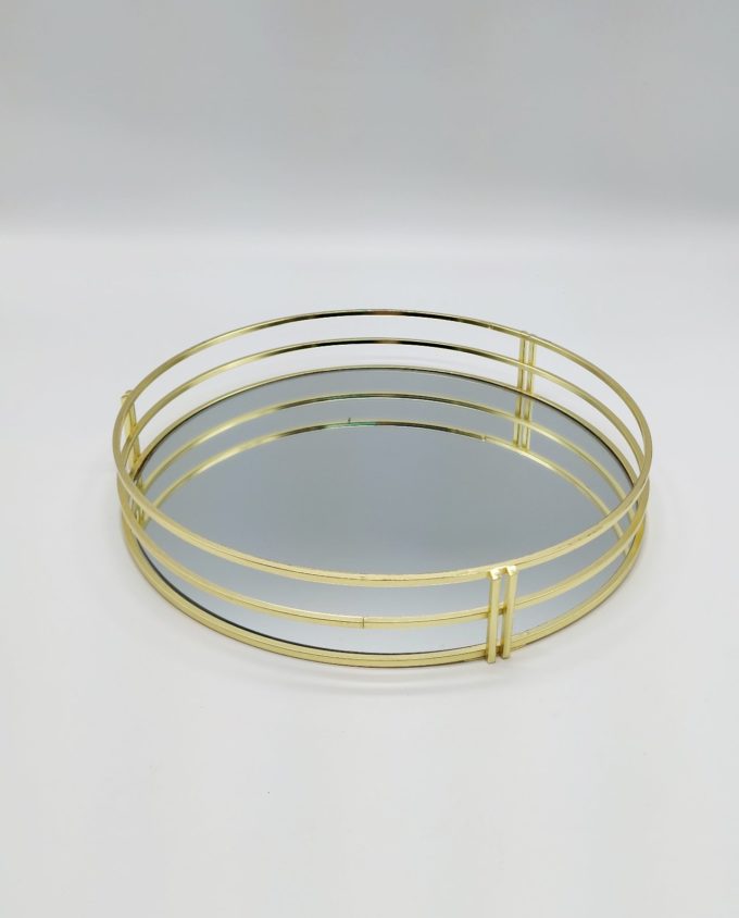 Tray Round Metal Gold Mirror Diameter 30 cm
