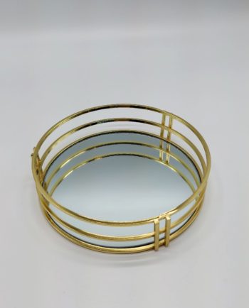 Tray Round Metal Gold Mirror Diameter 20 cm