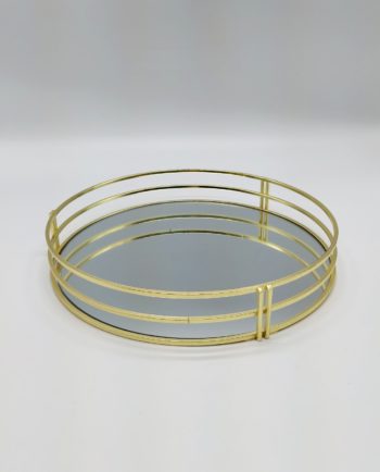 Δίσκος καθρέπτης με μεταλλικά χερούλια διαμέτρου 30 cm