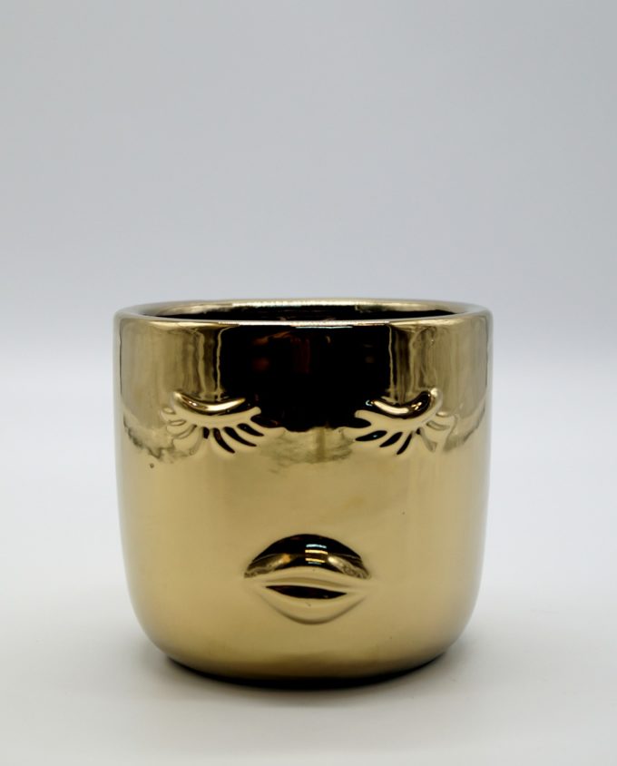 Pot Stoneware Gold "Lady" Height 15 cm