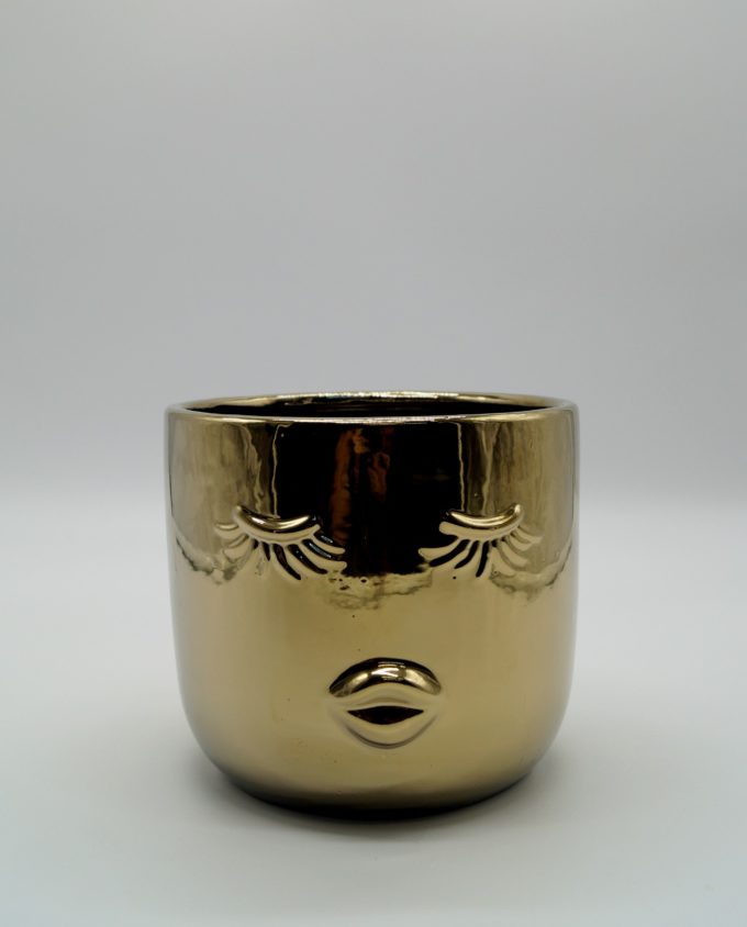Pot Stoneware Gold "Lady" Height 15 cm