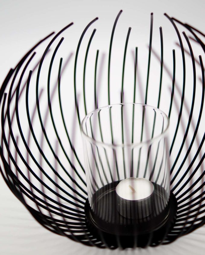 Lantern Black Metallic "Nest" Height 20 cm