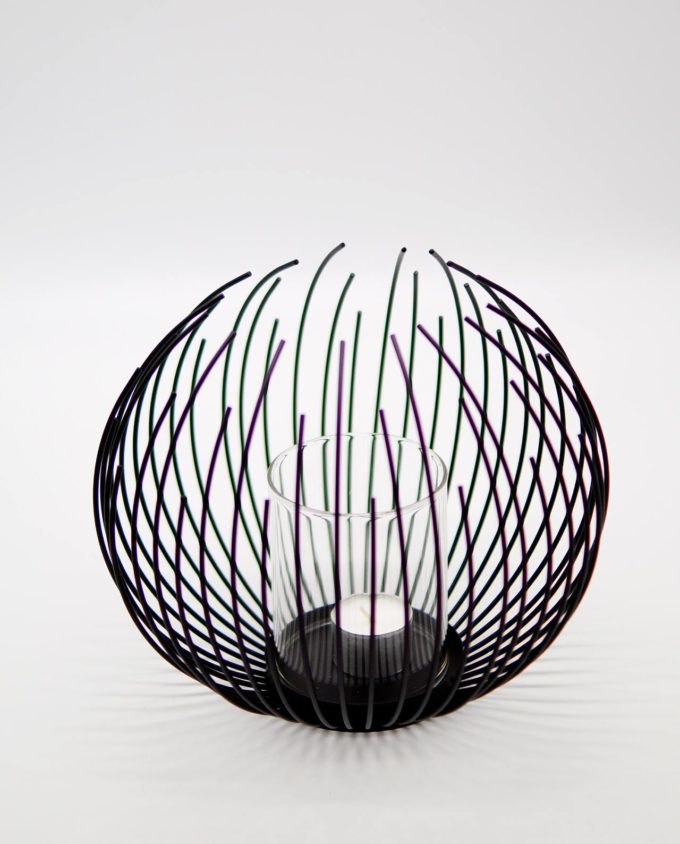 Lantern Black Metallic "Nest" Height 20 cm