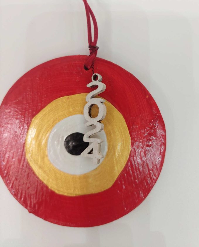 Wooden Red Gold Evil Eye 2024