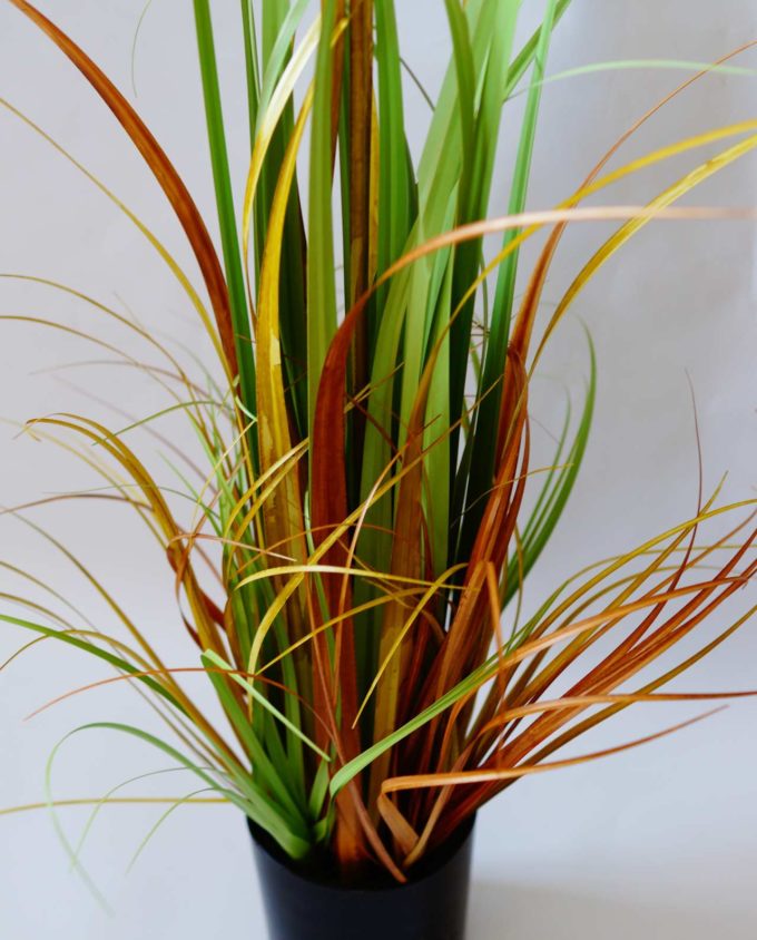 An artificial plant of green-orange leaves in pot to decorate your space, for indoors.