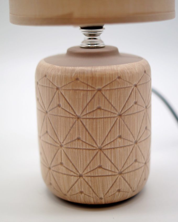 Table Lamp Beige Ceramic Cylinder Base
