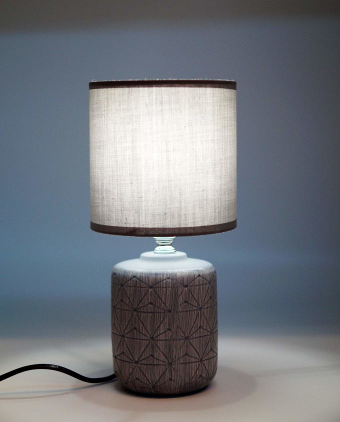 Table Lamp Ceramic Cylinder Grey Base