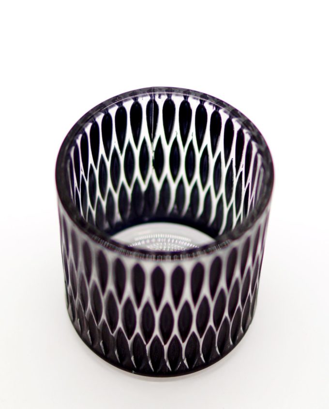 Votive of tealight black glass with pattern