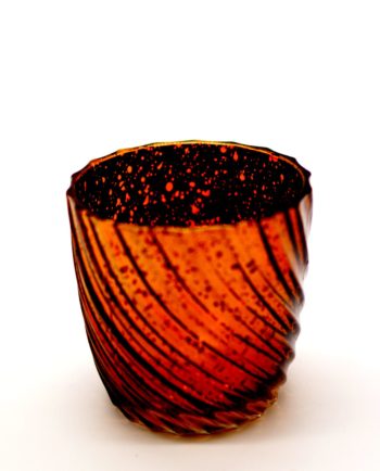 Tealight Glass Metallic Brown Waves