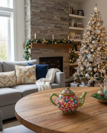 Teapot Ceramic Hand Painted Flowers IV