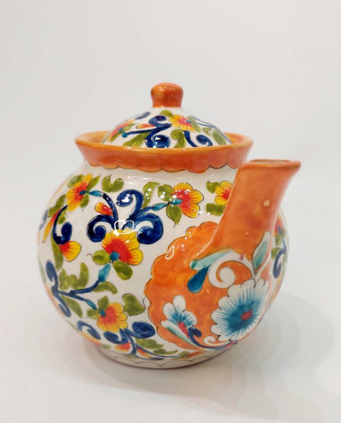 Teapot Ceramic Hand Painted Flowers