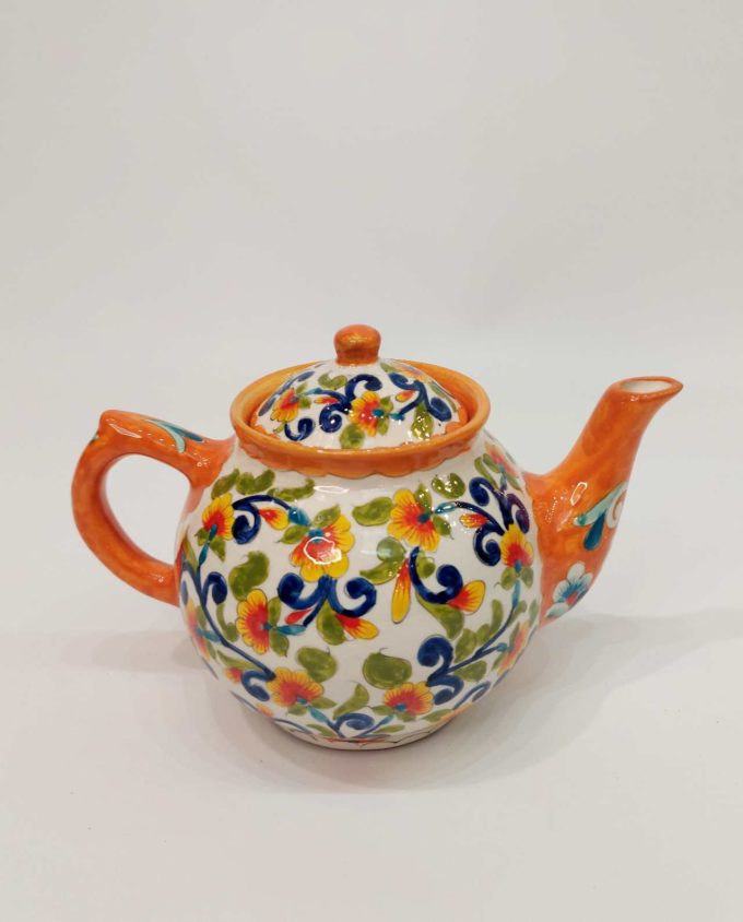 Teapot Ceramic Hand Painted Flowers