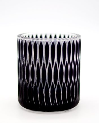Votive of tealight black glass with pattern