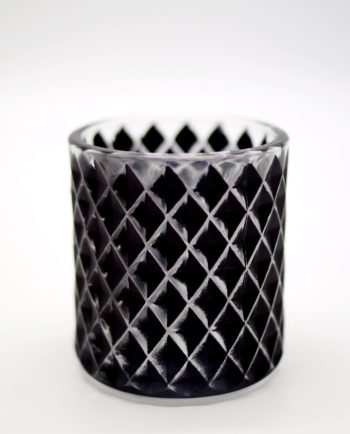 Votive of tealight black glass with pattern diamonds