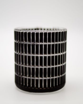 Tealight Black Glass Rectangular Pattern