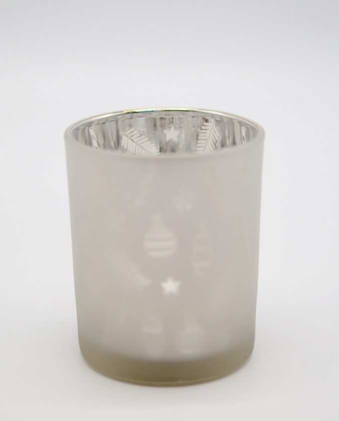 Votive White Silver Glass Xmas Height 8 cm