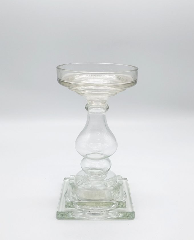 Candleholder Clear Glass Height 24 cm