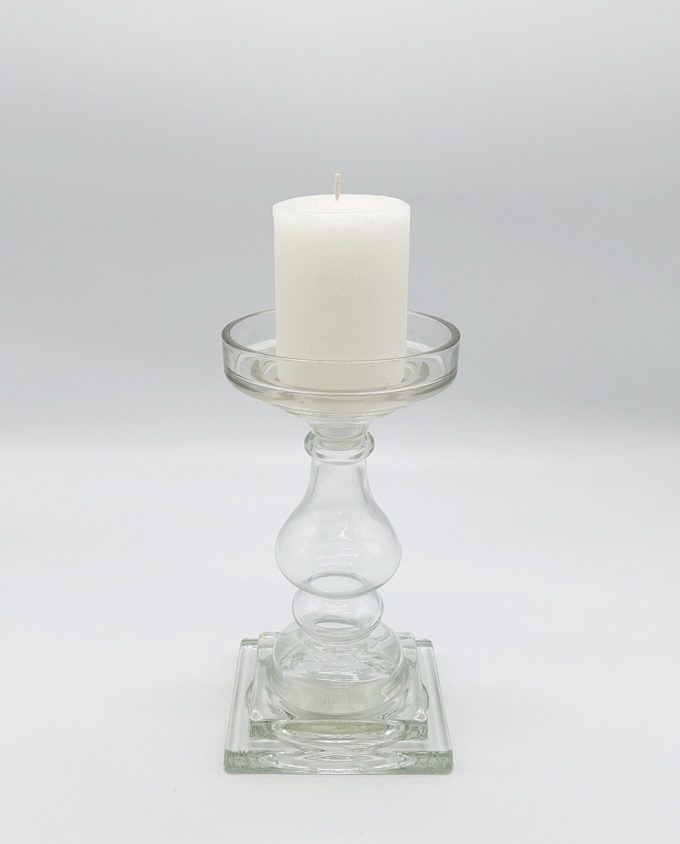 Candleholder Clear Glass Height 24 cm