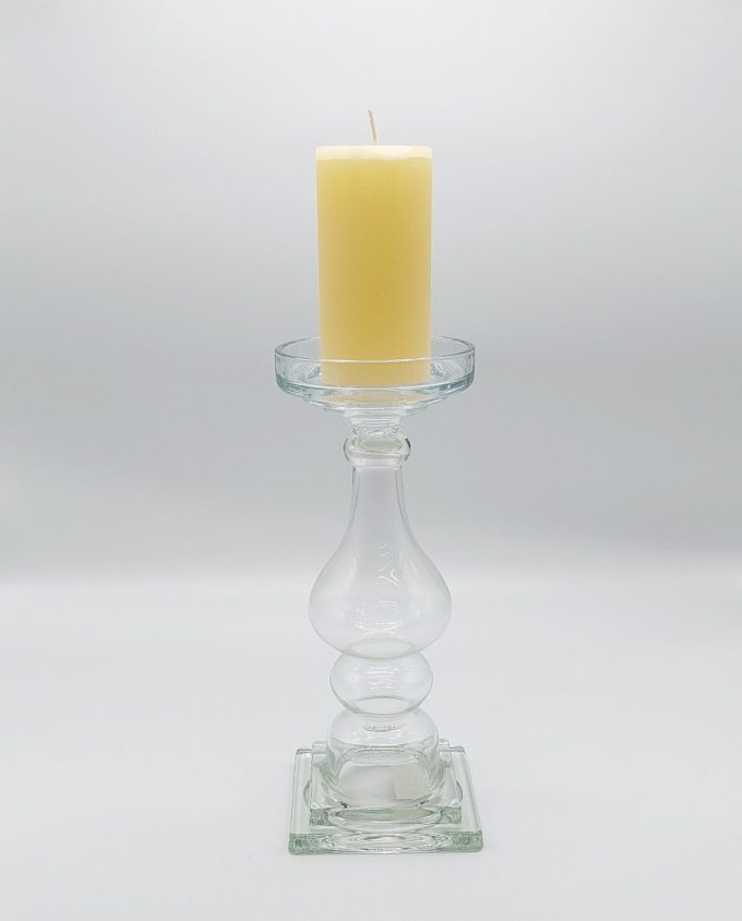 Candleholder Clear Glass Height 32 cm