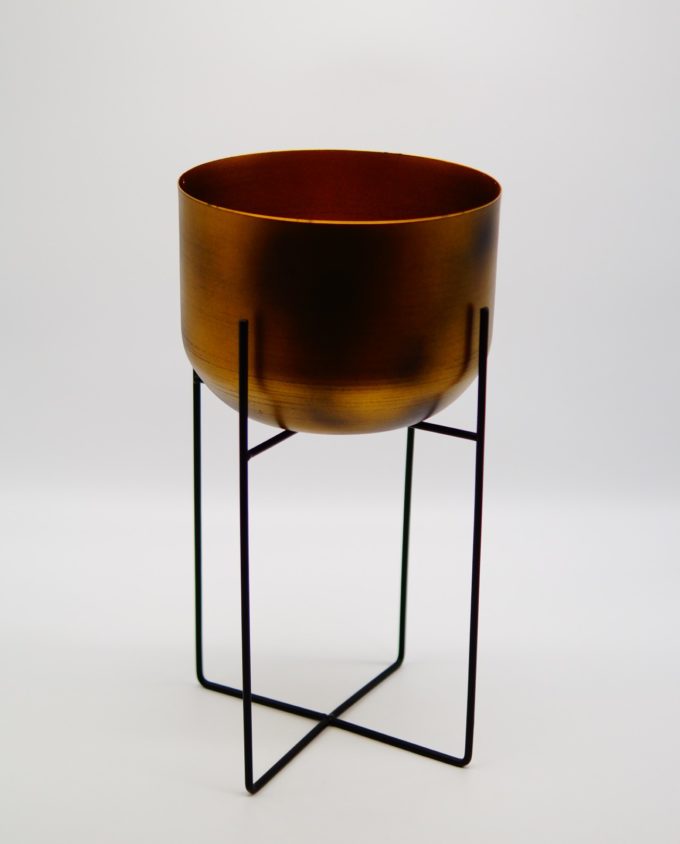 Plant Pot Copper on Metallic Stand