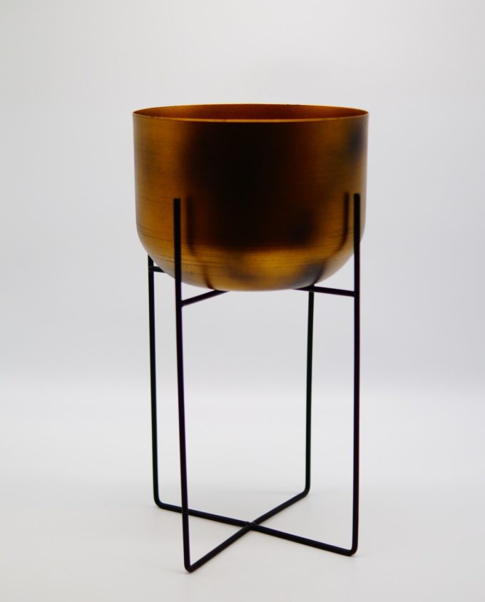 Plant Pot Copper on Metallic Stand