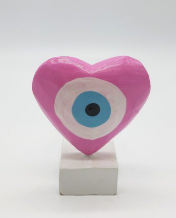 Σφήνα Πόρτας Χειροποίητη Ξύλινη Καρδιά Ματάκι χρώμα πορτοκαλί