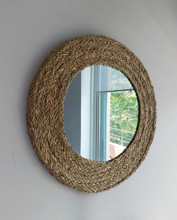 Mirror Round Seagrass Diameter 55 cm