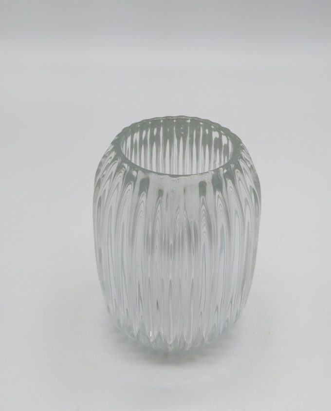 Votive Glass Ribbed Clear Height 13 cm