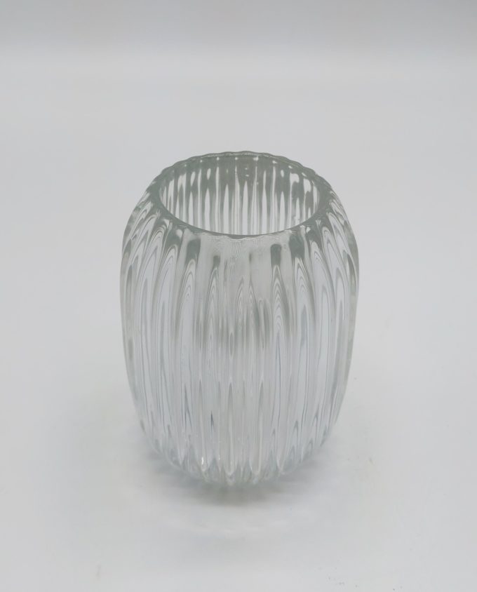 Votive Glass Ribbed Clear Height 13 cm