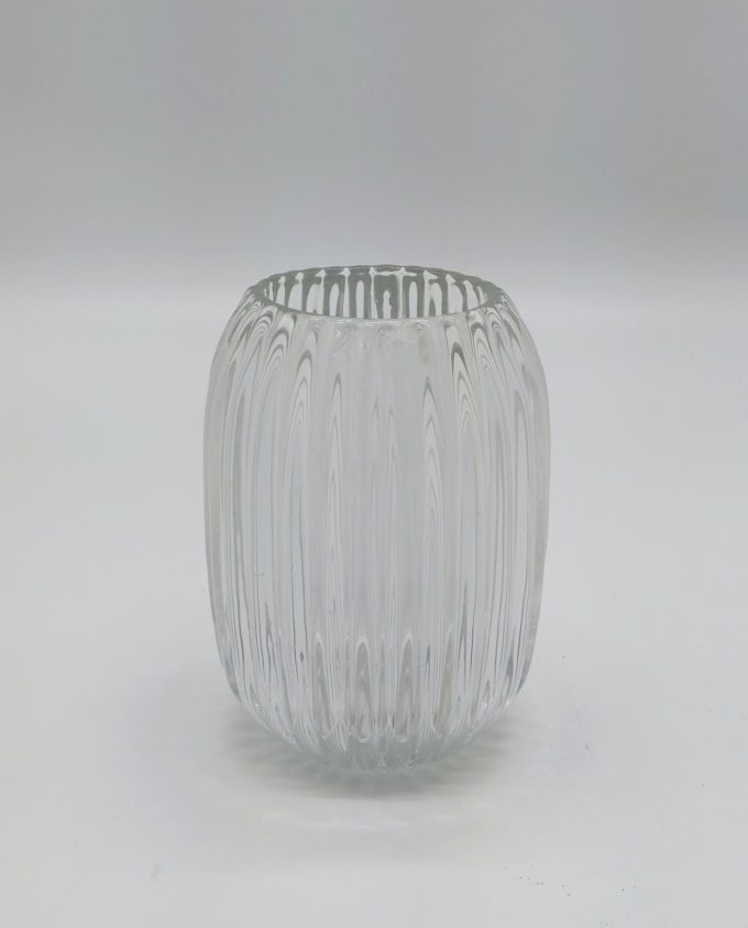 Votive Glass Ribbed Clear Height 13 cm