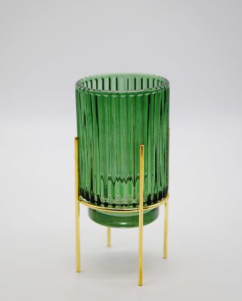 Tealight Green Glass on Metal Stand