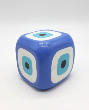 Cube Evil Eye Wooden Handmade 8.5 cm x 8.5 cm x 8.5 cm color indigo