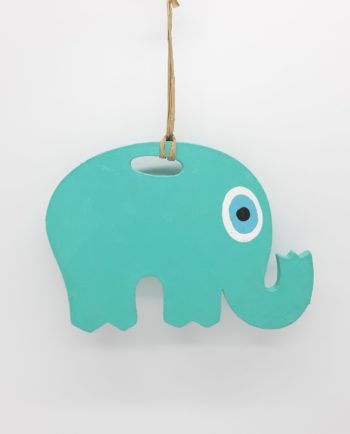 Elephant Evil Eye Wooden Handmade Length 18 cm color turquoise