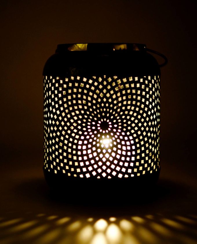 Lantern Metal Grey Pastel Color Height 19.50 cm